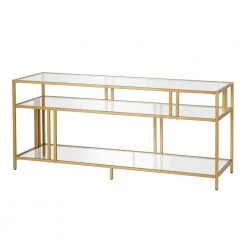 Discount โญ Cortland 55 in. Brass Finish TV Stand with Glass Shelves by Meyer&Cross ๐