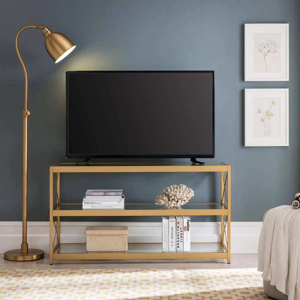 Outlet 👍 Hutton 48 in. Brass Finish TV Stand Fits TVs up to 50 in. by Meyer&Cross 🤩 6 Outlet 👍 Hutton 48 in. Brass Finish TV Stand Fits TVs up to 50 in. by Meyer&Cross 🤩 - Image 4