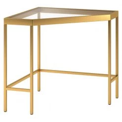 Best Sale 🧨 Alexis 42 in. Brass Corner Writing Desk with Glass Top by Meyer&Cross 🎉