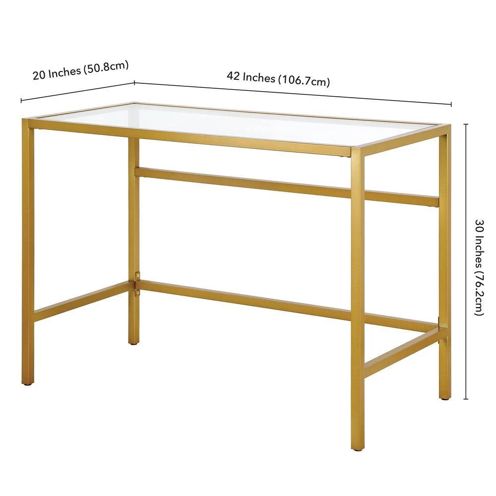 Best Sale ⌛ Sivil 42 in. Brass Finish Writing Desk with Glass Top by Meyer&Cross 🛒 8 Best Sale ⌛ Sivil 42 in. Brass Finish Writing Desk with Glass Top by Meyer&Cross 🛒 - Image 6