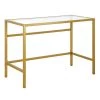 Best Sale ⌛ Sivil 42 in. Brass Finish Writing Desk with Glass Top by Meyer&Cross 🛒 -Outlet Camden Isle Store brass meyer cross writing desks of0878 64 1000