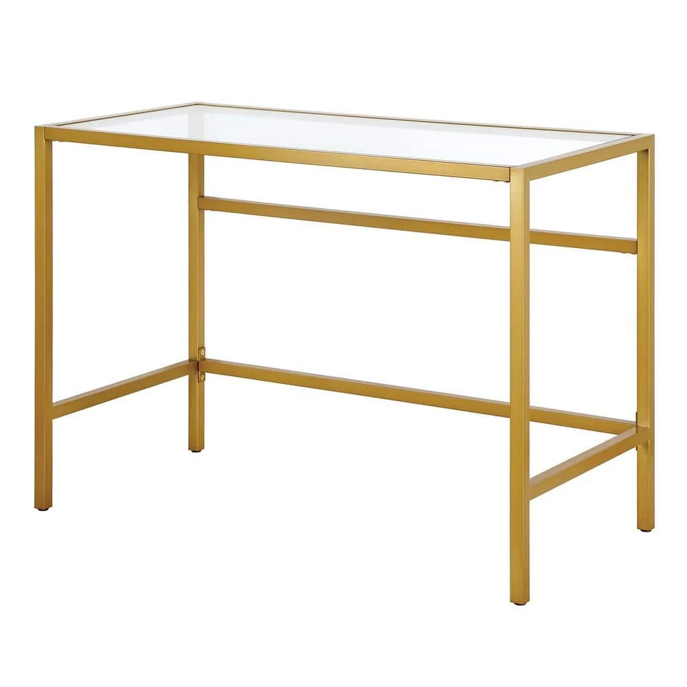 Best Sale ⌛ Sivil 42 in. Brass Finish Writing Desk with Glass Top by Meyer&Cross 🛒 4 Best Sale ⌛ Sivil 42 in. Brass Finish Writing Desk with Glass Top by Meyer&Cross 🛒 - Image 2