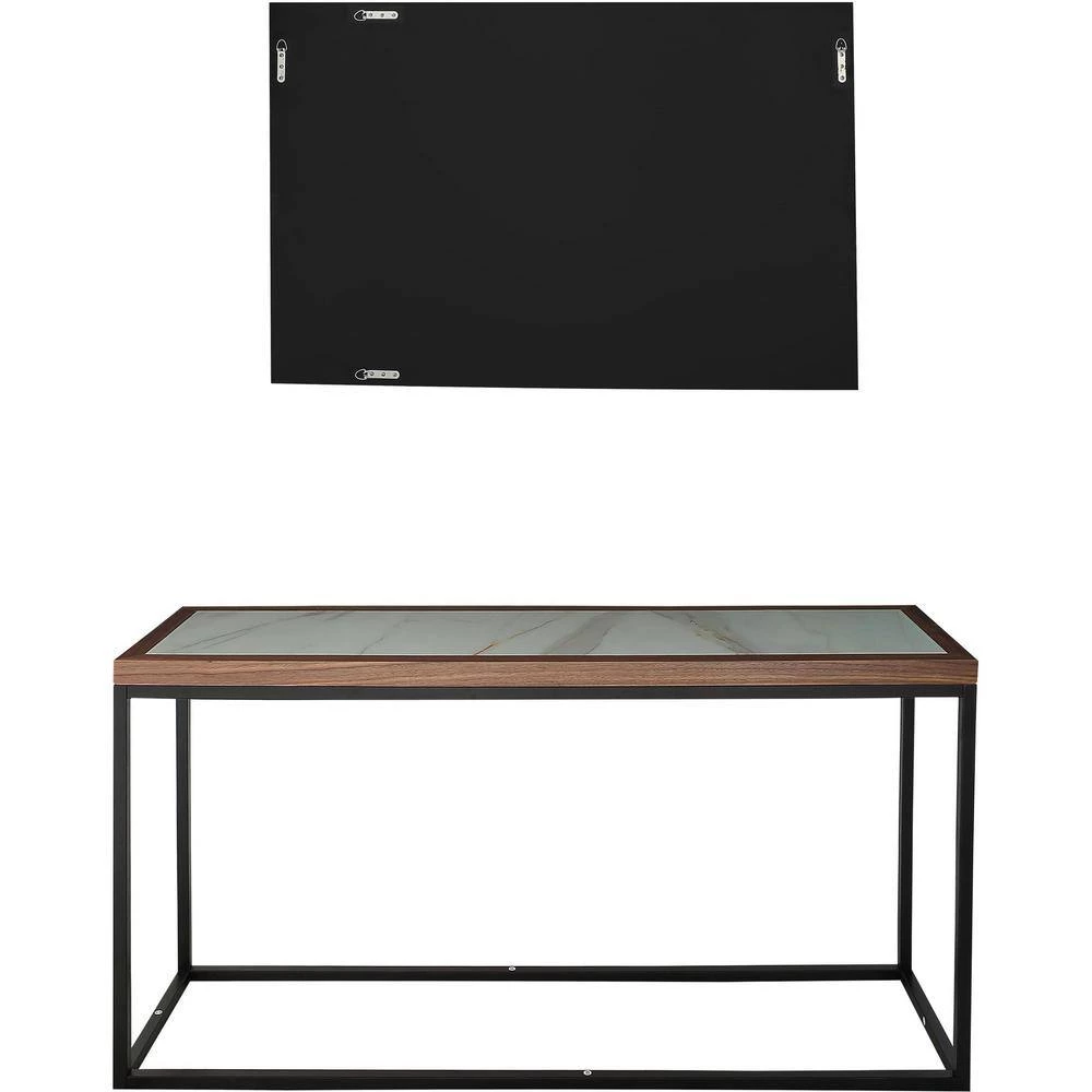 Promo โญ Riley 16 in. Brown Rectangular Glass Console Table with Mirror by Camden Isle ๐ 6 Promo โญ Riley 16 in. Brown Rectangular Glass Console Table with Mirror by Camden Isle ๐ - Image 4