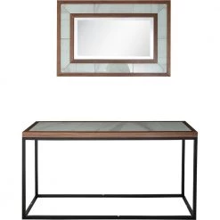 Promo โญ Riley 16 in. Brown Rectangular Glass Console Table with Mirror by Camden Isle ๐