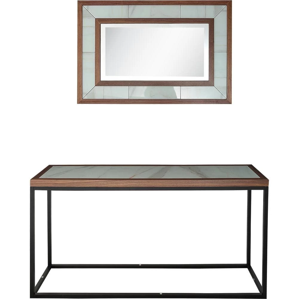 Promo โญ Riley 16 in. Brown Rectangular Glass Console Table with Mirror by Camden Isle ๐ 3 Promo โญ Riley 16 in. Brown Rectangular Glass Console Table with Mirror by Camden Isle ๐