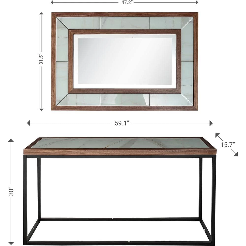 Promo โญ Riley 16 in. Brown Rectangular Glass Console Table with Mirror by Camden Isle ๐ 9 Promo โญ Riley 16 in. Brown Rectangular Glass Console Table with Mirror by Camden Isle ๐ - Image 7
