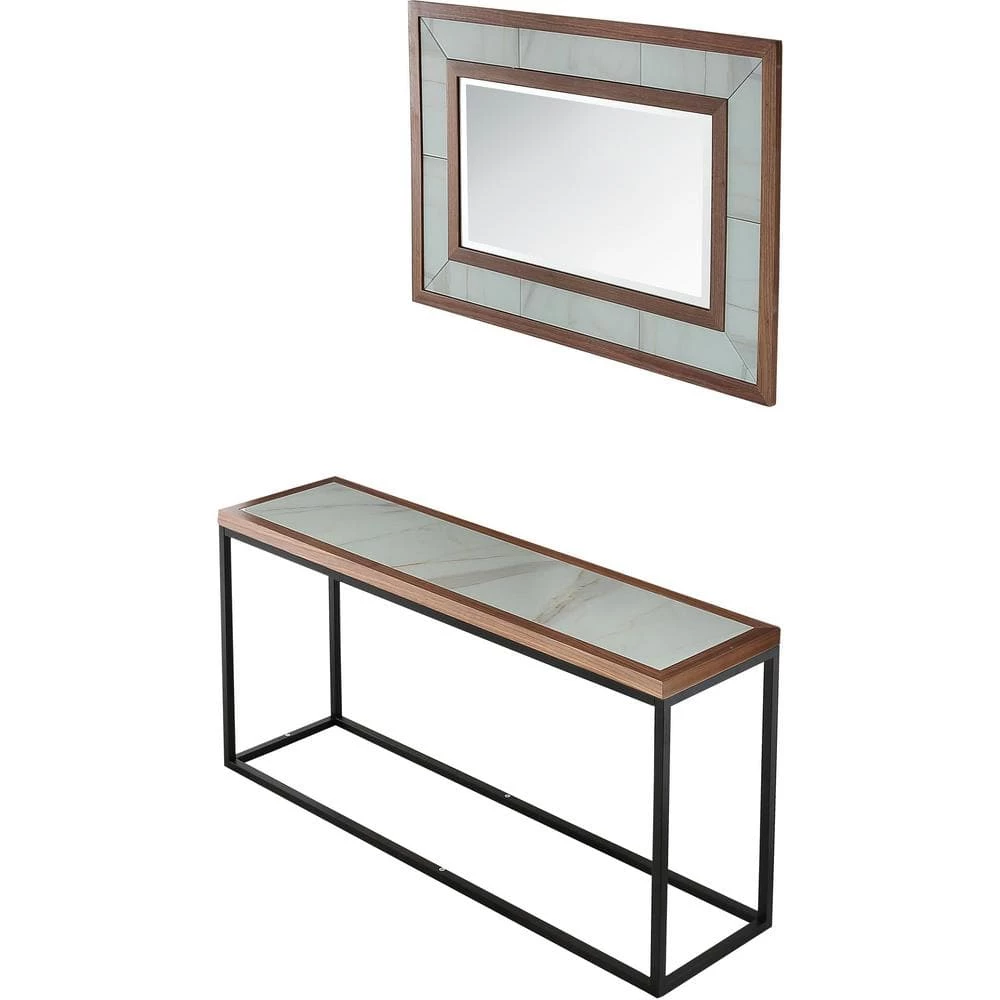 Promo โญ Riley 16 in. Brown Rectangular Glass Console Table with Mirror by Camden Isle ๐ 5 Promo โญ Riley 16 in. Brown Rectangular Glass Console Table with Mirror by Camden Isle ๐ - Image 3
