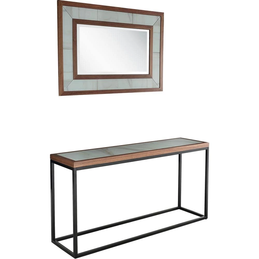 Promo โญ Riley 16 in. Brown Rectangular Glass Console Table with Mirror by Camden Isle ๐ 4 Promo โญ Riley 16 in. Brown Rectangular Glass Console Table with Mirror by Camden Isle ๐ - Image 2