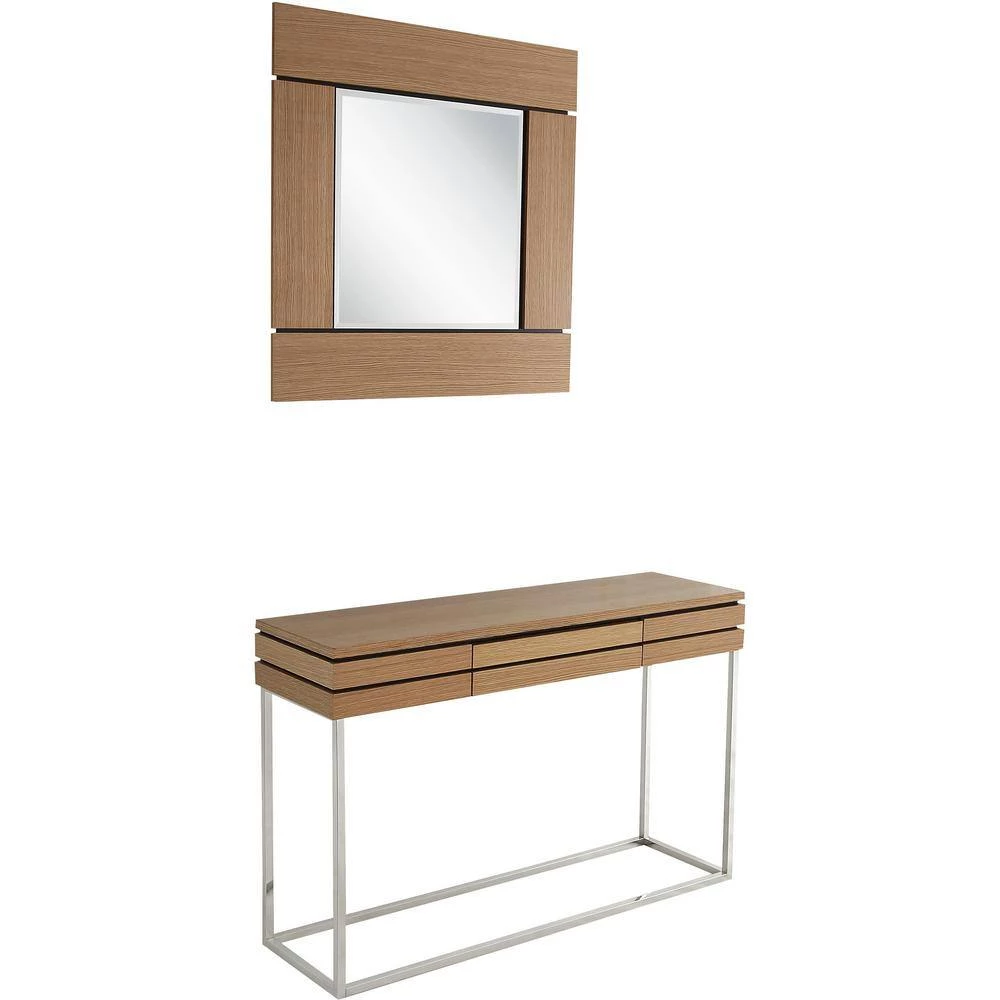 Cheapest ❤️ Barnes 14 in. Brown Rectangular Wood Console Table with Mirror by Camden Isle 😍 4 Cheapest ❤️ Barnes 14 in. Brown Rectangular Wood Console Table with Mirror by Camden Isle 😍 - Image 2