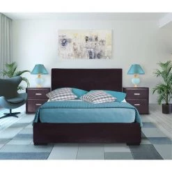 Discount 🥰 Hindes 85.4 in. Brown Queen Platform Bed by Camden Isle 🔔 -Outlet Camden Isle Store brown camden isle platform beds ci 86338 31 1000