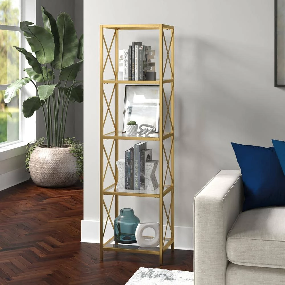Discount โจ Celine 66 in. Brushed Brass 4-Shelf Standard Bookcase by Meyer&Cross ๐ฏ 6 Discount โจ Celine 66 in. Brushed Brass 4-Shelf Standard Bookcase by Meyer&Cross ๐ฏ - Image 4