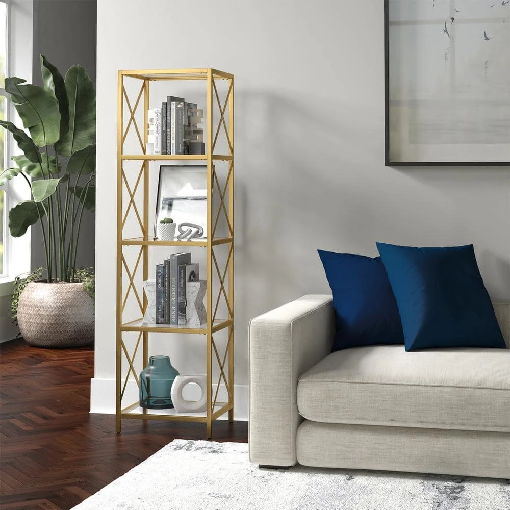 Discount โจ Celine 66 in. Brushed Brass 4-Shelf Standard Bookcase by Meyer&Cross ๐ฏ 9 Discount โจ Celine 66 in. Brushed Brass 4-Shelf Standard Bookcase by Meyer&Cross ๐ฏ - Image 7