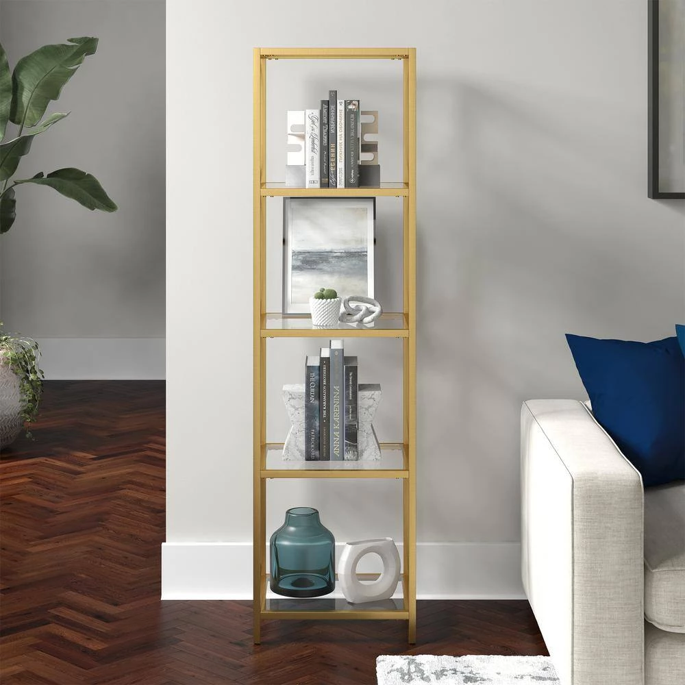 Discount โจ Celine 66 in. Brushed Brass 4-Shelf Standard Bookcase by Meyer&Cross ๐ฏ 7 Discount โจ Celine 66 in. Brushed Brass 4-Shelf Standard Bookcase by Meyer&Cross ๐ฏ - Image 5