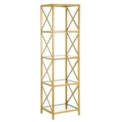 Discount โจ Celine 66 in. Brushed Brass 4-Shelf Standard Bookcase by Meyer&Cross ๐ฏ