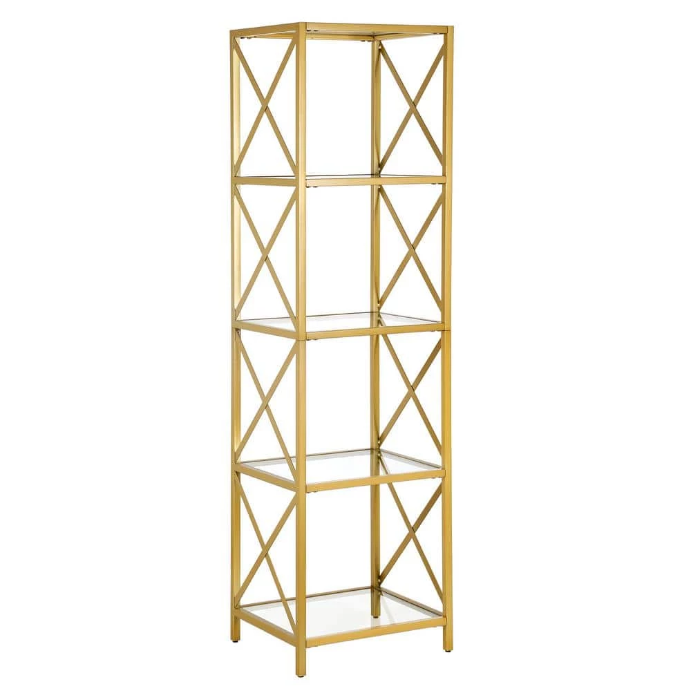 Discount โจ Celine 66 in. Brushed Brass 4-Shelf Standard Bookcase by Meyer&Cross ๐ฏ 3 Discount โจ Celine 66 in. Brushed Brass 4-Shelf Standard Bookcase by Meyer&Cross ๐ฏ