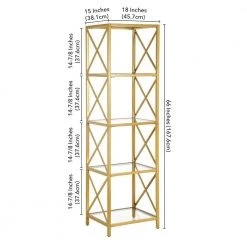Discount โจ Celine 66 in. Brushed Brass 4-Shelf Standard Bookcase by Meyer&Cross ๐ฏ 14 Discount โจ Celine 66 in. Brushed Brass 4-Shelf Standard Bookcase by Meyer&Cross ๐ฏ -Outlet Camden Isle Store brushed brass meyer cross bookcases bookshelves bk0819 fa 1000