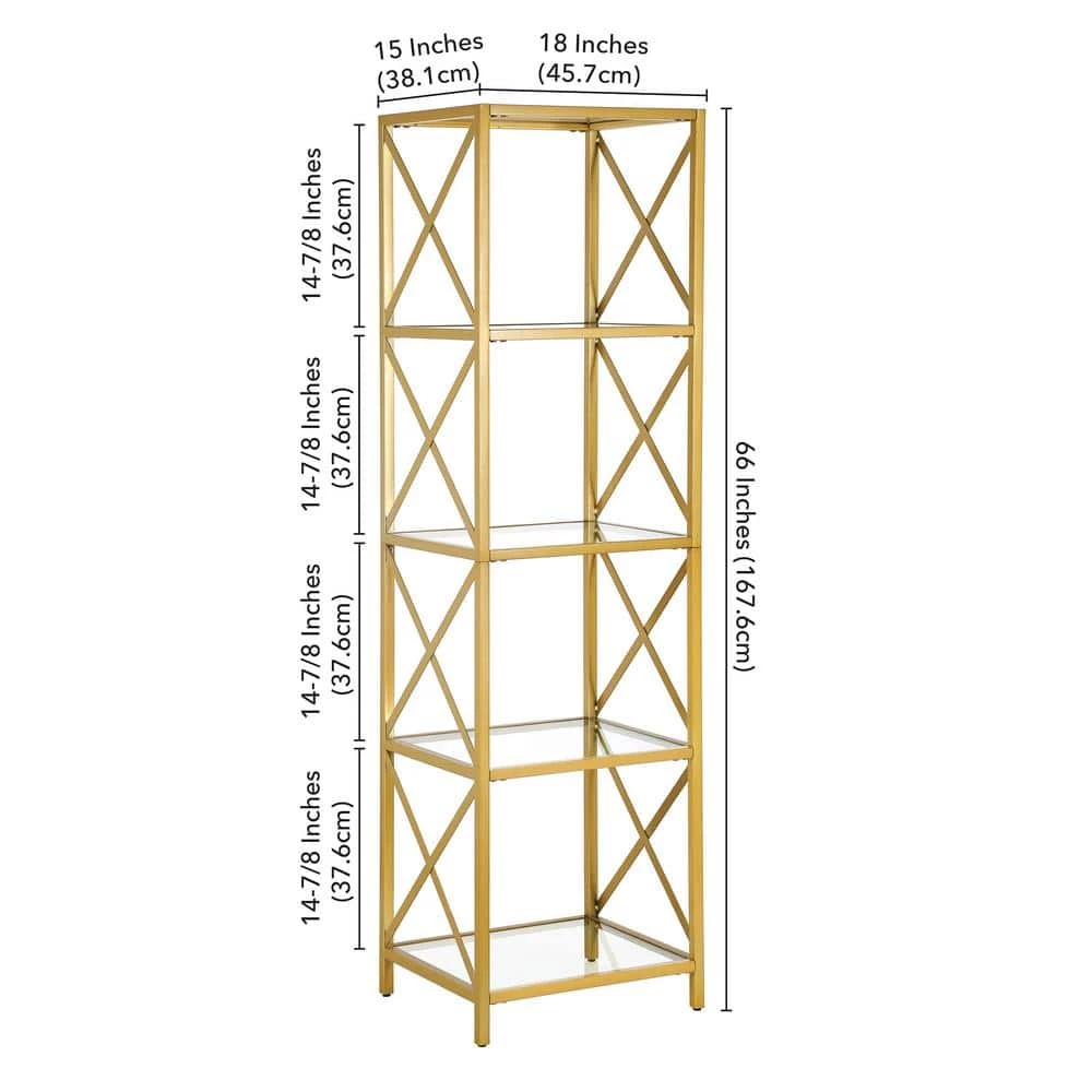Discount โจ Celine 66 in. Brushed Brass 4-Shelf Standard Bookcase by Meyer&Cross ๐ฏ 8 Discount โจ Celine 66 in. Brushed Brass 4-Shelf Standard Bookcase by Meyer&Cross ๐ฏ - Image 6