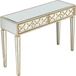 Brand new 🔔 Arielle 48 in. Champagne Rectangle Mirrored Glass Console Table with Drawers by Camden Isle 🛒 -Outlet Camden Isle Store champagne camden isle console tables 86430 4f 1000