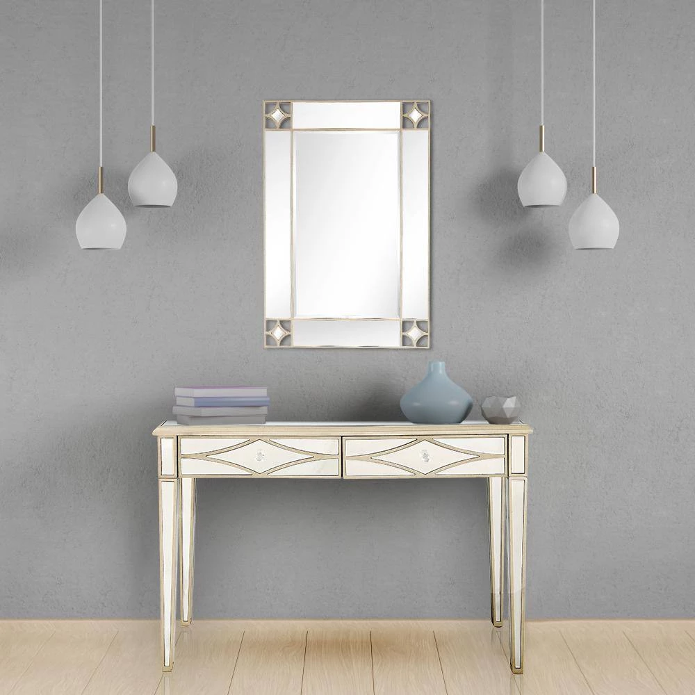 Coupon 👍 Huxley 48 in. Champagne Rectangle Mirrored Glass Console Table with Drawers by Camden Isle 🎁 11 Coupon 👍 Huxley 48 in. Champagne Rectangle Mirrored Glass Console Table with Drawers by Camden Isle 🎁 - Image 9