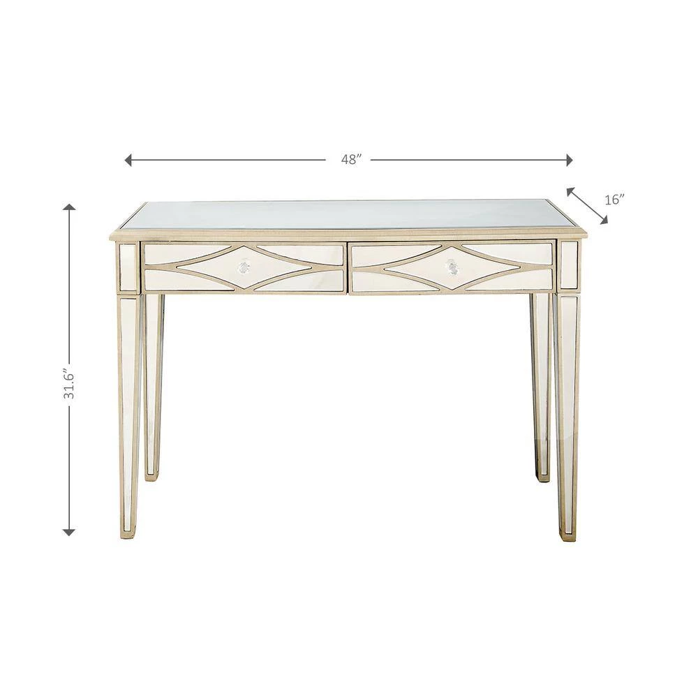 Coupon 👍 Huxley 48 in. Champagne Rectangle Mirrored Glass Console Table with Drawers by Camden Isle 🎁 8 Coupon 👍 Huxley 48 in. Champagne Rectangle Mirrored Glass Console Table with Drawers by Camden Isle 🎁 - Image 6