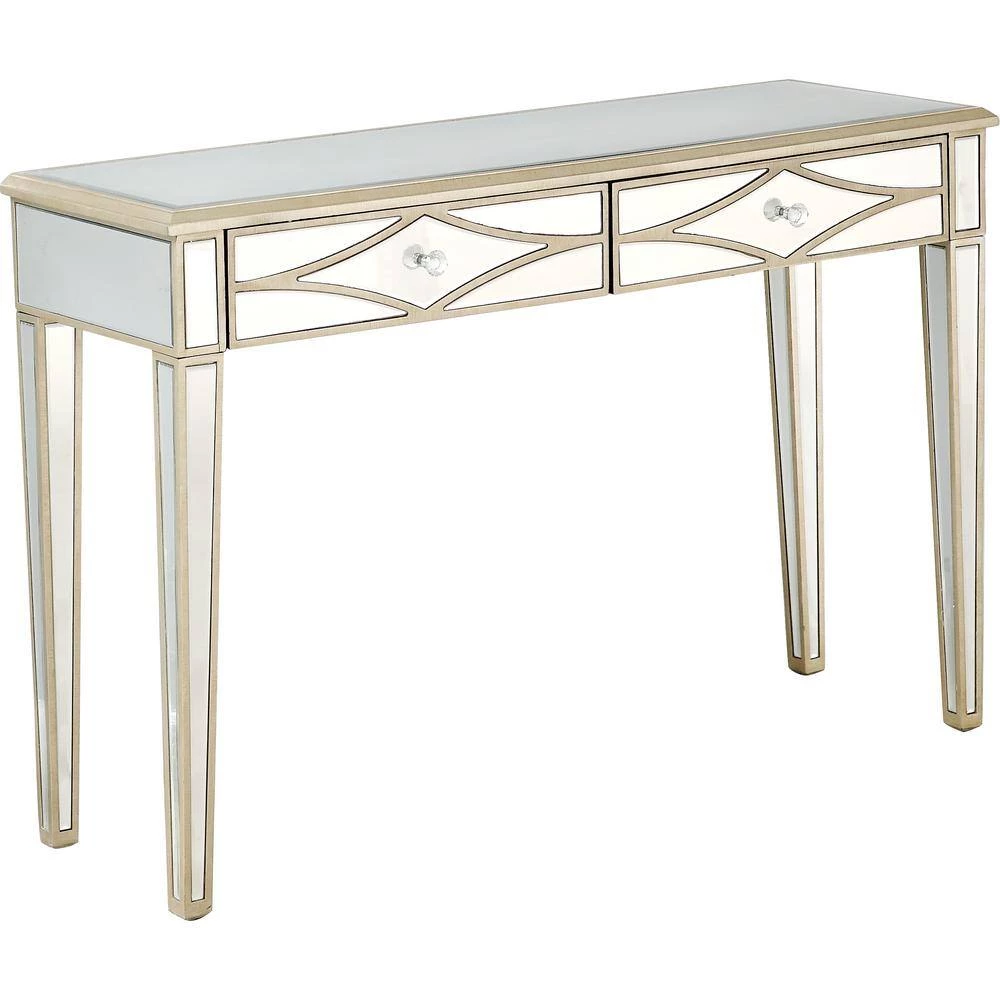 Coupon 👍 Huxley 48 in. Champagne Rectangle Mirrored Glass Console Table with Drawers by Camden Isle 🎁 4 Coupon 👍 Huxley 48 in. Champagne Rectangle Mirrored Glass Console Table with Drawers by Camden Isle 🎁 - Image 2