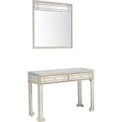 Buy 🌟 Aubrey Wall Mirror 48 in. Champagne Rectangle Mirrored Glass Console Table with Drawers by Camden Isle 🎉 -Outlet Camden Isle Store champagne camden isle console tables 86443 4f 1000