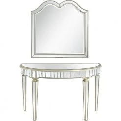 Promo ๐คฉ Marilyn 17 in. Champagne Arch Glass Console Table with Mirror by Camden Isle ๐