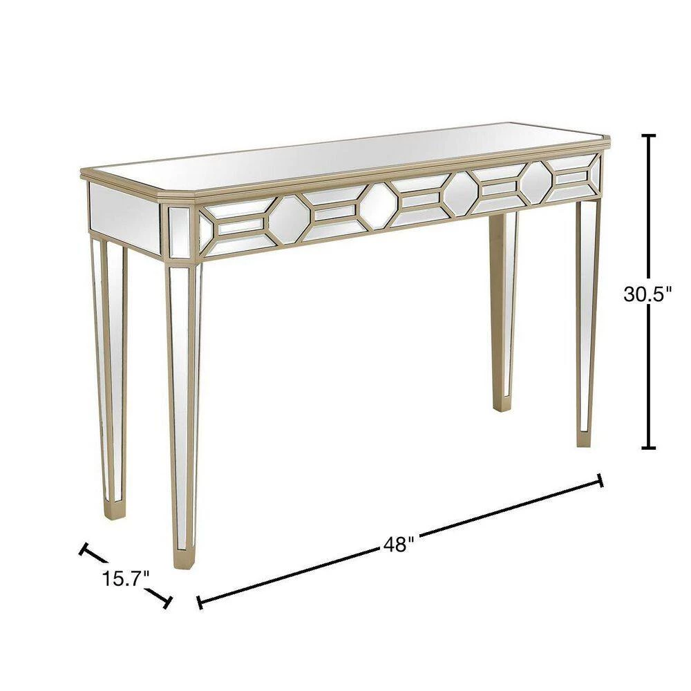 Coupon ⌛ Lilian 48 in. Rectangle Champagne Glass Console Table by Camden Isle ❤️ 5 Coupon ⌛ Lilian 48 in. Rectangle Champagne Glass Console Table by Camden Isle ❤️ - Image 3