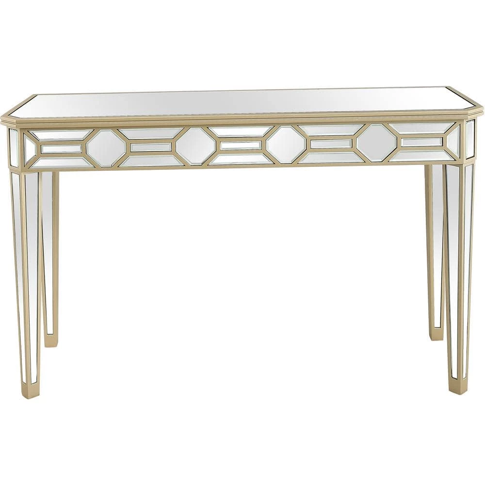 Coupon ⌛ Lilian 48 in. Rectangle Champagne Glass Console Table by Camden Isle ❤️ 3 Coupon ⌛ Lilian 48 in. Rectangle Champagne Glass Console Table by Camden Isle ❤️