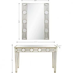 Best deal 🛒 Lilian 16 in. Champagne Rectangular Glass Console Table with Mirror by Camden Isle ⭐ -Outlet Camden Isle Store champagne camden isle console tables 86534 76 1000