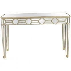 Best deal 🛒 Lilian 16 in. Champagne Rectangular Glass Console Table with Mirror by Camden Isle ⭐ -Outlet Camden Isle Store champagne camden isle console tables 86534 c3 1000