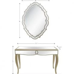 Discount ❤️ Eleanor 16 in. Champagne Oval Glass Console Table with Mirror by Camden Isle ⌛ -Outlet Camden Isle Store champagne camden isle console tables 86537 76 1000