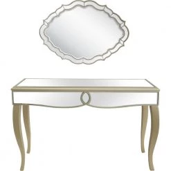 Discount ❤️ Eleanor 16 in. Champagne Oval Glass Console Table with Mirror by Camden Isle ⌛ -Outlet Camden Isle Store champagne camden isle console tables 86537 c3 1000