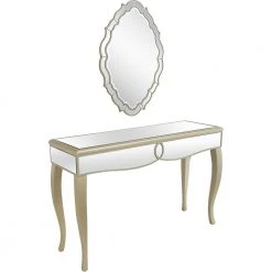Discount ❤️ Eleanor 16 in. Champagne Oval Glass Console Table with Mirror by Camden Isle ⌛ -Outlet Camden Isle Store champagne camden isle console tables 86537 e1 1000