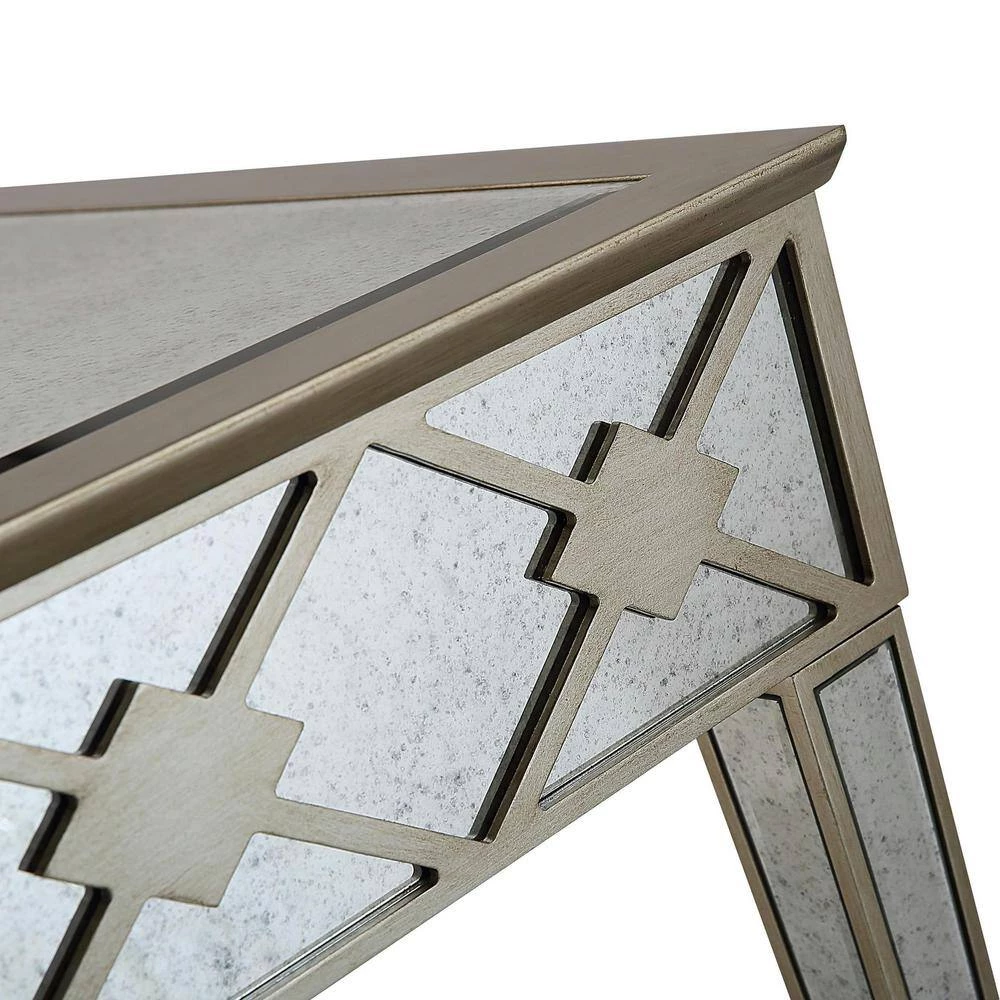 Wholesale π Algiers 18 in. Champagne Rectangular Glass Console Table by Camden Isle π 6 Wholesale π Algiers 18 in. Champagne Rectangular Glass Console Table by Camden Isle π - Image 4