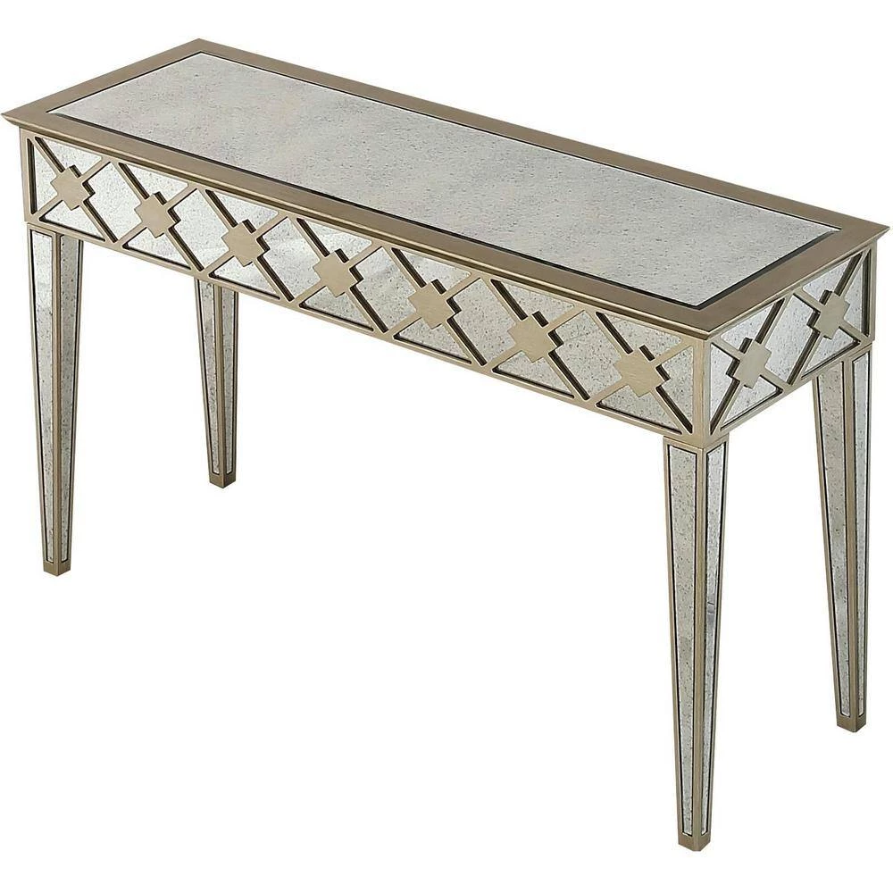 Wholesale π Algiers 18 in. Champagne Rectangular Glass Console Table by Camden Isle π 5 Wholesale π Algiers 18 in. Champagne Rectangular Glass Console Table by Camden Isle π - Image 3