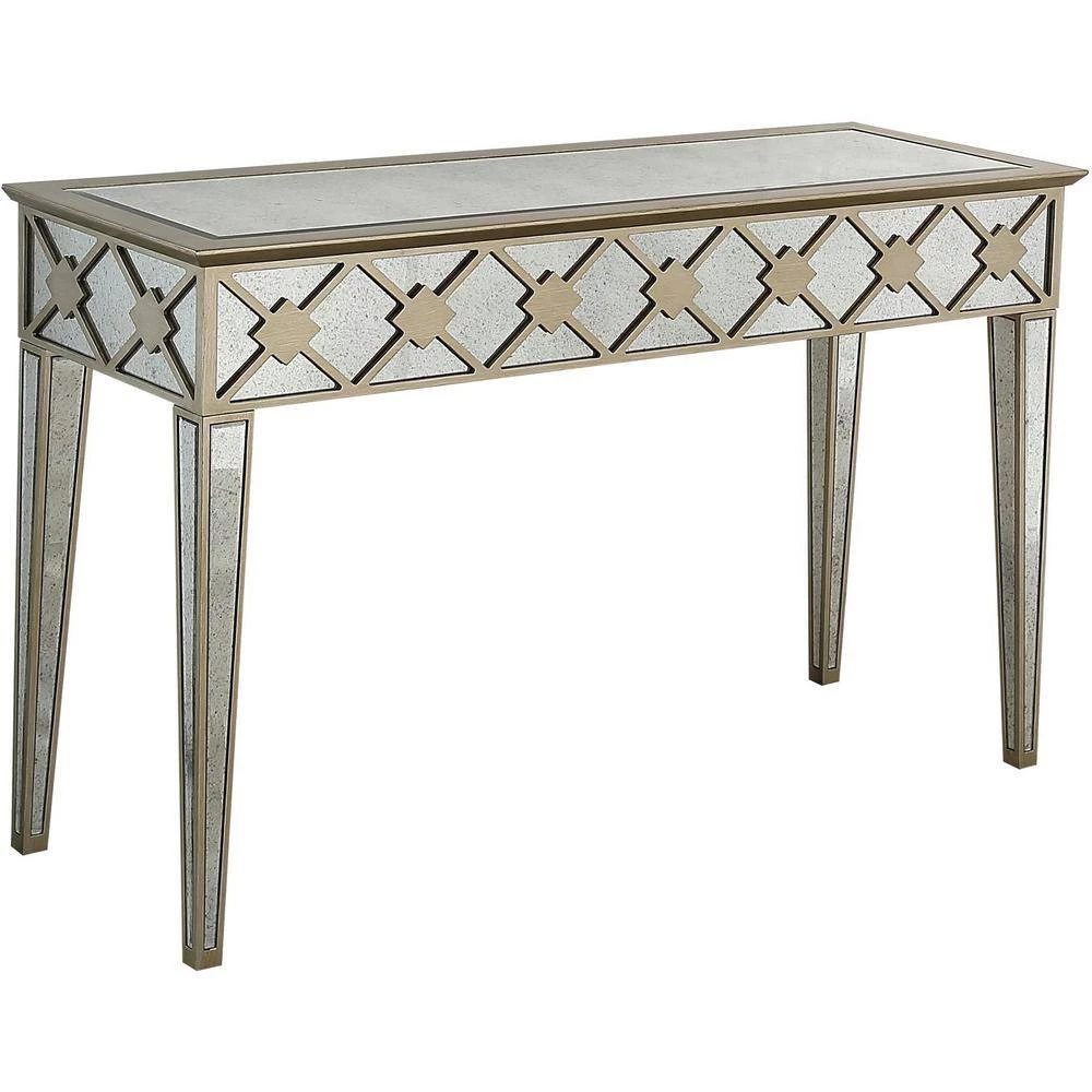Wholesale π Algiers 18 in. Champagne Rectangular Glass Console Table by Camden Isle π 4 Wholesale π Algiers 18 in. Champagne Rectangular Glass Console Table by Camden Isle π - Image 2