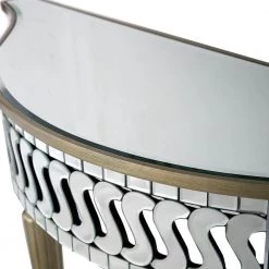 Deals 💯 Atelier 14 in. Champagne Semi Circle Glass Console Table by Camden Isle 👏 -Outlet Camden Isle Store champagne camden isle console tables 86643 1f 1000