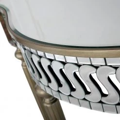 Deals 💯 Atelier 14 in. Champagne Semi Circle Glass Console Table by Camden Isle 👏 -Outlet Camden Isle Store champagne camden isle console tables 86643 44 1000