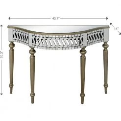 Deals 💯 Atelier 14 in. Champagne Semi Circle Glass Console Table by Camden Isle 👏 -Outlet Camden Isle Store champagne camden isle console tables 86643 76 1000