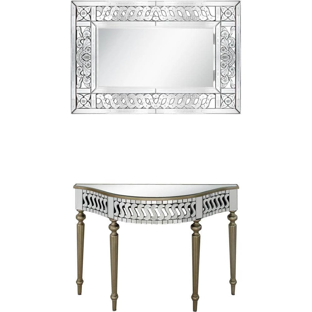 Deals ๐ฅ Atelier 14 in. Champagne Rectangular Glass Console Table with Mirror by Camden Isle โ๏ธ 3 Deals ๐ฅ Atelier 14 in. Champagne Rectangular Glass Console Table with Mirror by Camden Isle โ๏ธ