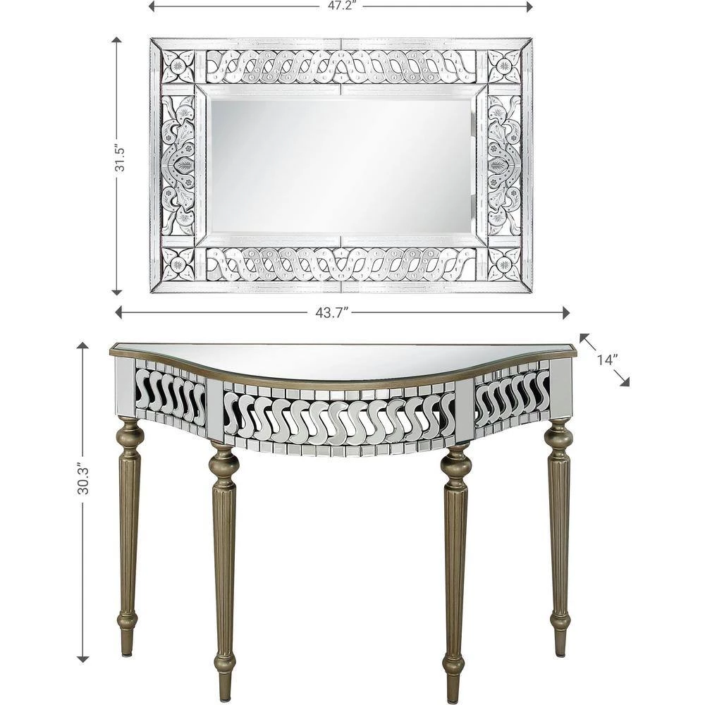 Deals ๐ฅ Atelier 14 in. Champagne Rectangular Glass Console Table with Mirror by Camden Isle โ๏ธ 9 Deals ๐ฅ Atelier 14 in. Champagne Rectangular Glass Console Table with Mirror by Camden Isle โ๏ธ - Image 7