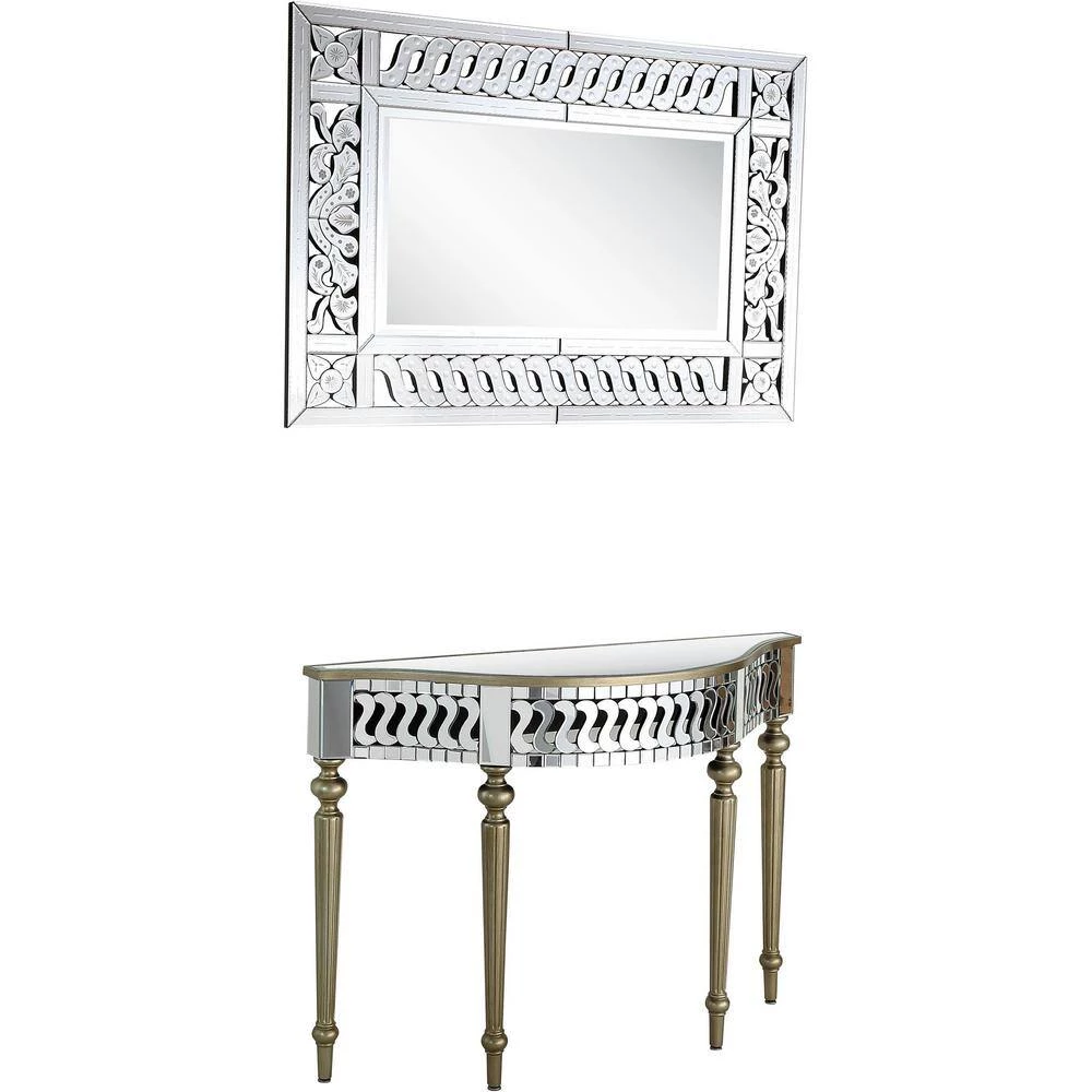 Deals ๐ฅ Atelier 14 in. Champagne Rectangular Glass Console Table with Mirror by Camden Isle โ๏ธ 4 Deals ๐ฅ Atelier 14 in. Champagne Rectangular Glass Console Table with Mirror by Camden Isle โ๏ธ - Image 2