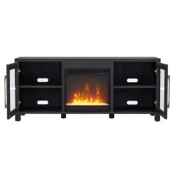 Deals 😀 Foster 58 in. Charcoal Gray TV Stand Fits TV's up to 65 in. with Crystal Fireplace Insert by Meyer&Cross 🧨 -Outlet Camden Isle Store charcoal gray meyer cross tv stands tv1130 c3 1000