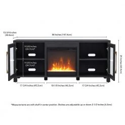 Deals 😀 Foster 58 in. Charcoal Gray TV Stand Fits TV's up to 65 in. with Crystal Fireplace Insert by Meyer&Cross 🧨 -Outlet Camden Isle Store charcoal gray meyer cross tv stands tv1130 fa 1000