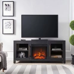 Best reviews of ⭐ Foster 58 in. Charcoal Gray TV Stand Fits TV's up to 65 in. with Log Fireplace Insert by Meyer&Cross ✨ -Outlet Camden Isle Store charcoal gray meyer cross tv stands tv1131 31 1000