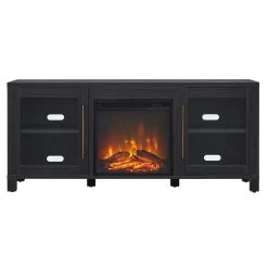 Best reviews of ⭐ Foster 58 in. Charcoal Gray TV Stand Fits TV's up to 65 in. with Log Fireplace Insert by Meyer&Cross ✨ -Outlet Camden Isle Store charcoal gray meyer cross tv stands tv1131 44 1000