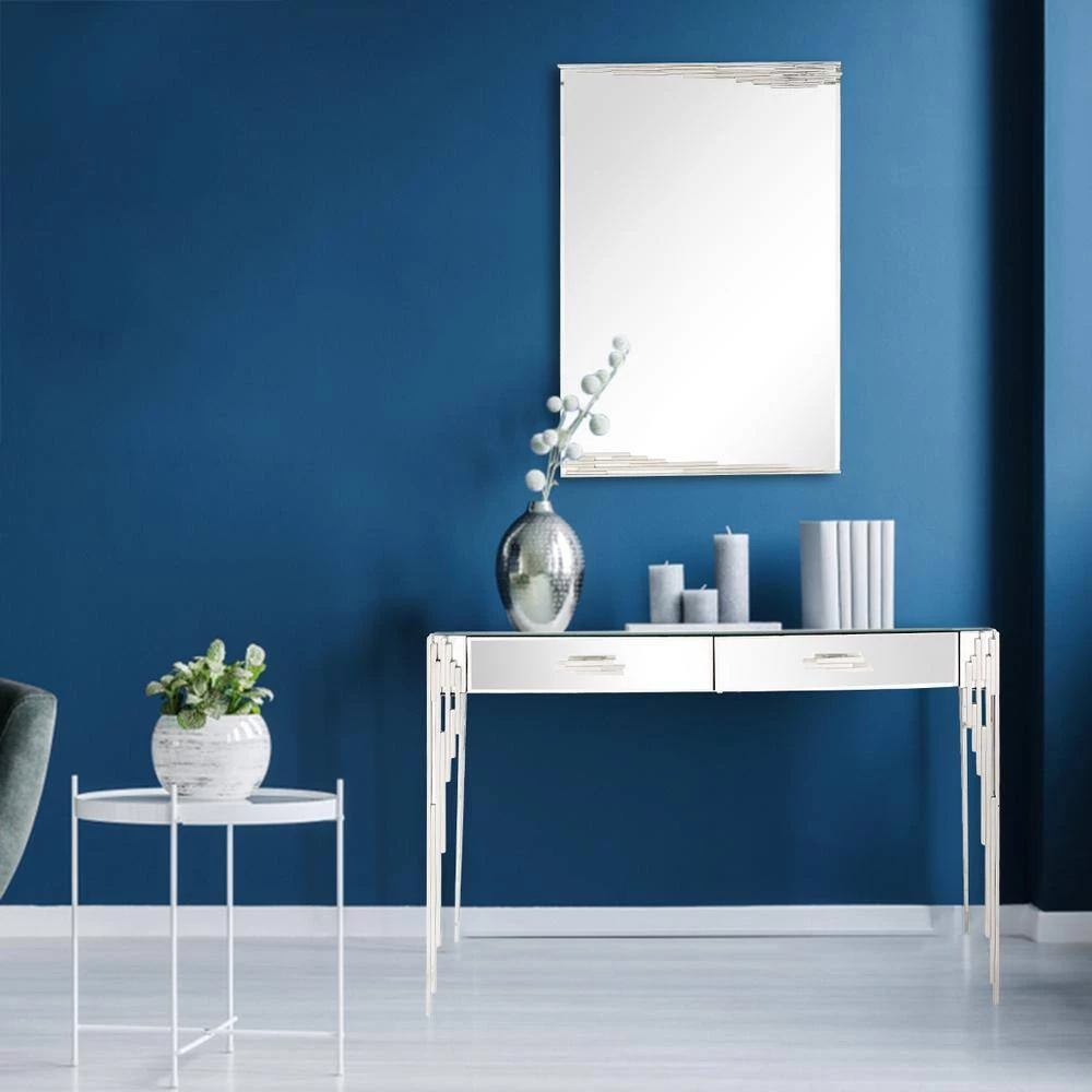 Deals 🎉 Skylar 49 in. Clear Rectangle Mirrored Glass Console Table with Drawers by Camden Isle ⭐ 11 Deals 🎉 Skylar 49 in. Clear Rectangle Mirrored Glass Console Table with Drawers by Camden Isle ⭐ - Image 9