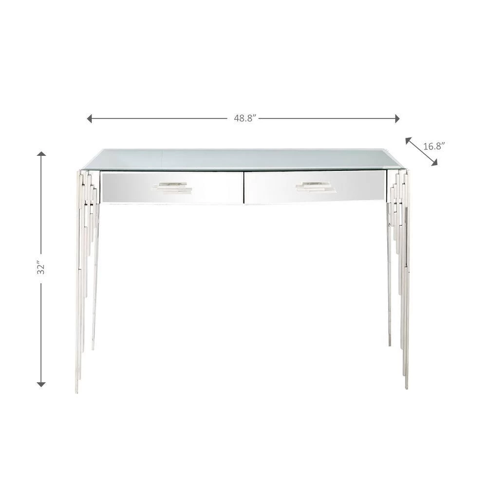 Deals 🎉 Skylar 49 in. Clear Rectangle Mirrored Glass Console Table with Drawers by Camden Isle ⭐ 8 Deals 🎉 Skylar 49 in. Clear Rectangle Mirrored Glass Console Table with Drawers by Camden Isle ⭐ - Image 6