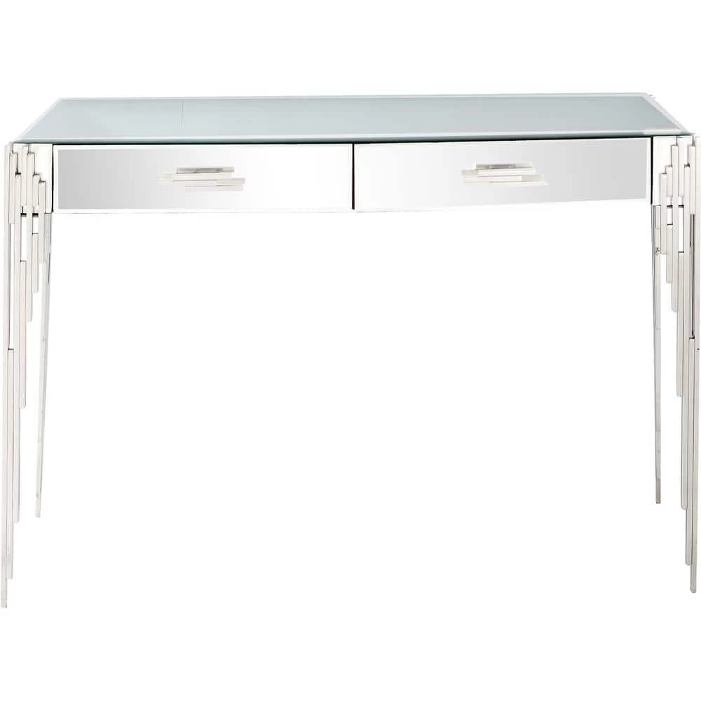 Deals 🎉 Skylar 49 in. Clear Rectangle Mirrored Glass Console Table with Drawers by Camden Isle ⭐ 3 Deals 🎉 Skylar 49 in. Clear Rectangle Mirrored Glass Console Table with Drawers by Camden Isle ⭐